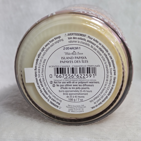 White Barn Island Papaya Single Wick 7oz Candle - Picture 3 of 3